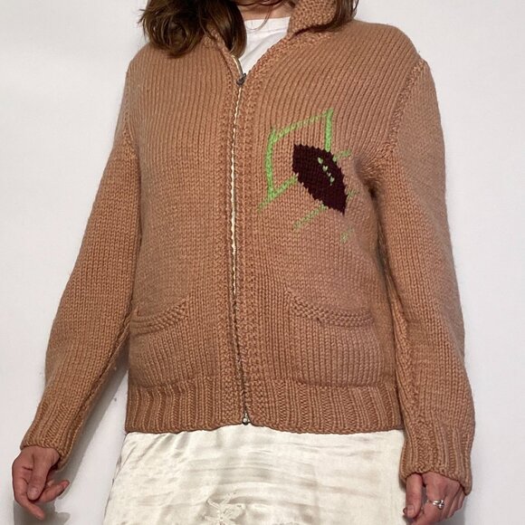 Vintage 1960s SUPER RARE Wool FOOTBALL Cowichan! Women's Medium, Men's Small - Picture 5 of 7